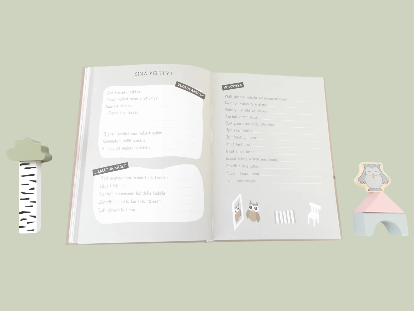 Tällä vauvakirjan sivulla esitellään lapsen kehityksenseuranta.