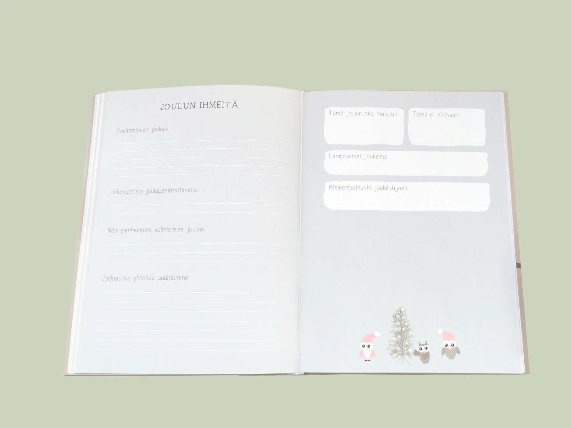 Vauvakirjan sivu joulumuistoille.